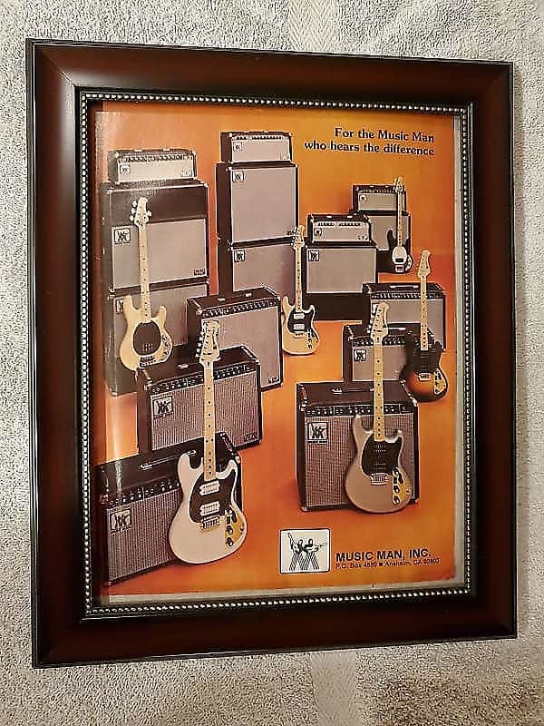 1977 Music Man Color promotional Ad Framed Sting Ray Bass Guitars Amps Original image 1