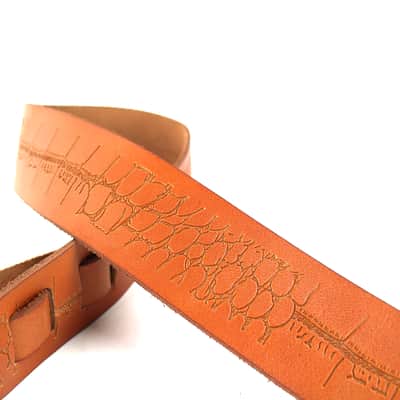 Walker & Williams SP-77 Tiger Tan All Italian Leather Strap with Ostrich Leg Tooling image 3