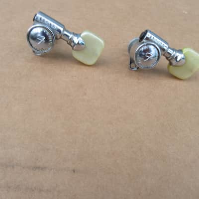 Pair of 1960s Grover Fender F USA Pat Pending Guitar Tuner Pearloid Button image 1