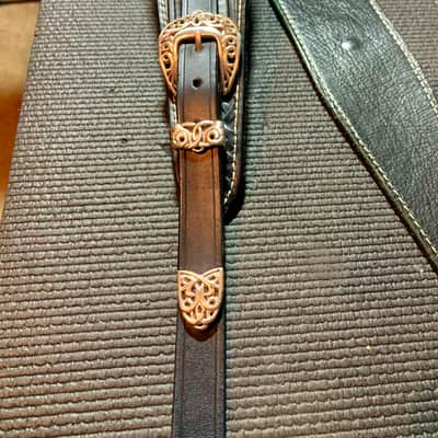 Brookwood Leather Custom Celtic Theme - Black Adj. Guitar Strap 50-54" image 3