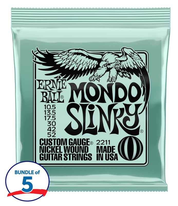 Ernie Ball 2211 Mondo Slinky Nickel Wound Electric Guitar Strings - .0105-.052 (5-pack) image 1