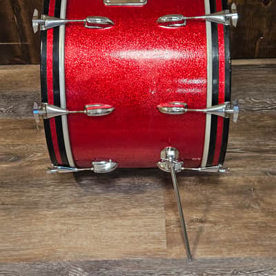 Vintage 1970s Slingerland 14x20 Bass Drum Project - 20" Red Sparkle Rewrap - No Badge - Missing Spur image 4