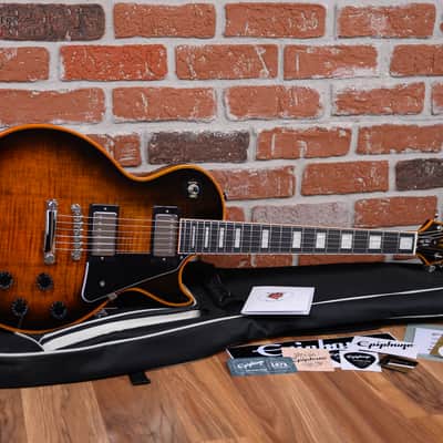 Epiphone Les Paul Custom Widow Flame Maple Top Orange Burst 2024 w/Gigbag image 2