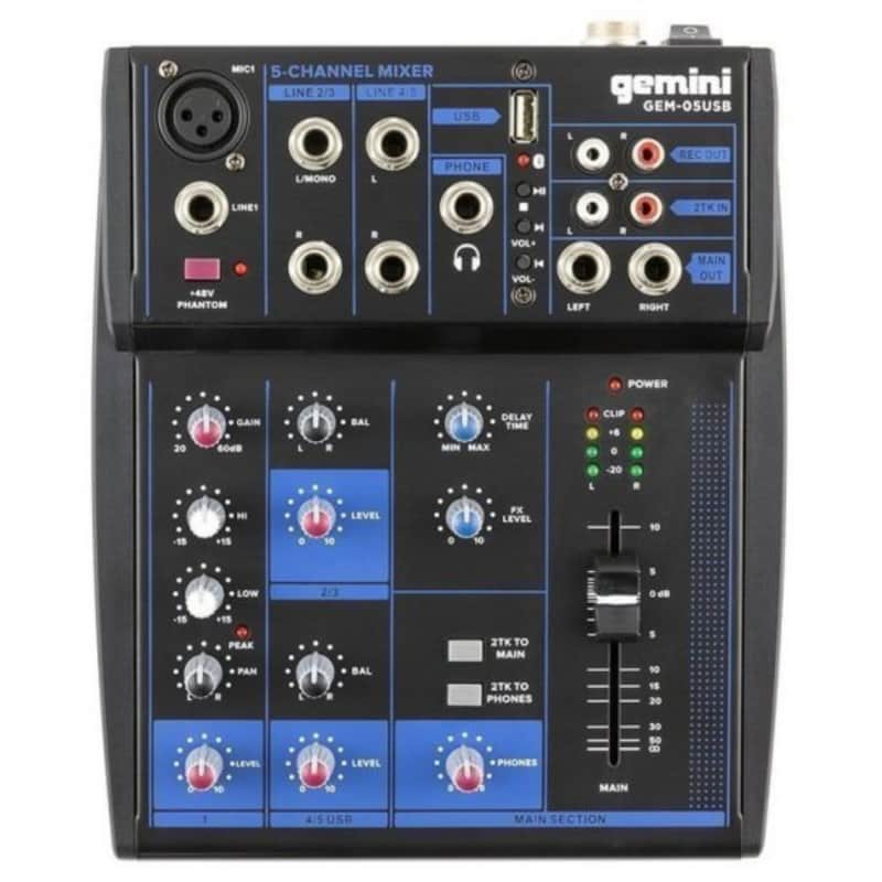 Gemini GEM05USB Sound Mixer Bluetooth - Black image 1