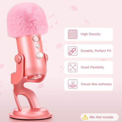 Blue Yeti Pop Filter For Blue Yeti Microphone,Mic Foam Cover With Furry Windscreen Muff Windshield For K66/Yeti/Yeti X/Nano/Yeti Pro/Am8/Solocast And More Usb Mics (Pink) image 2