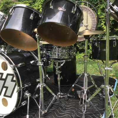 Pearl Peter Criss 1970’s KISS Alive 2  Drum Set Black/Chrome 14-Piece Fiberglass Concert Tom Drums image 6