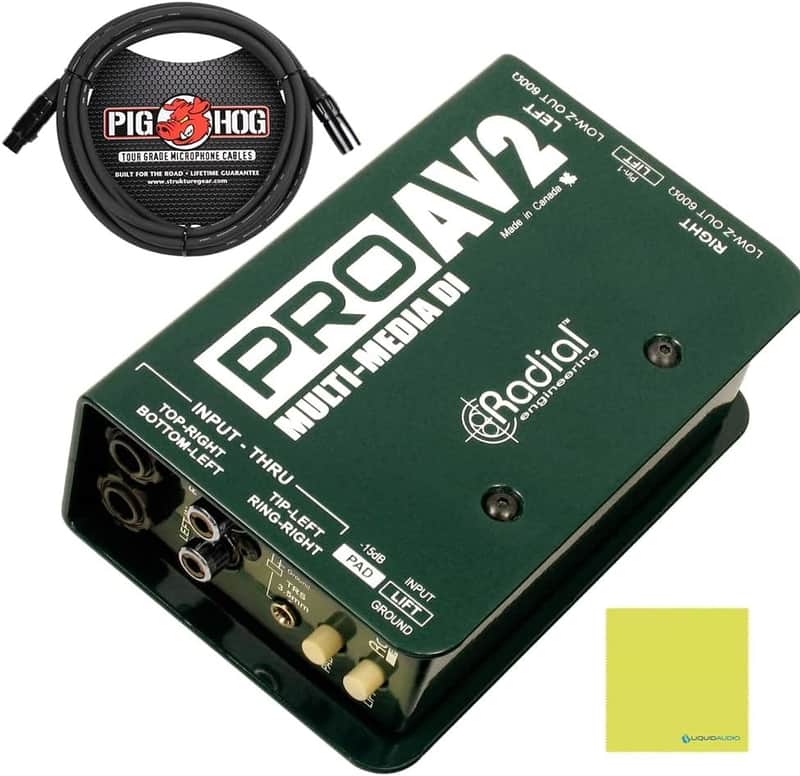 Radial Engineering ProAV2 Stereo Passive Multimedia Direct Box Bundle w/Pig Hog Mic Cable and Liquid Audio Polishing Cloth image 1