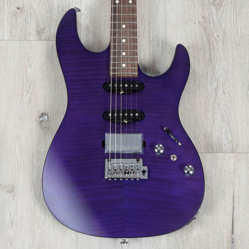 FGN Fujigen JOS2DUFMR Odyssey Series Guitar, Rosewood Fretboard, Transparent Purple Flat image 1