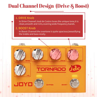 JOYO R-21 TORNADO Dual Channel Overdrive + Boost 4 Guitar or Bass Pedal Independent Foot-switch image 4