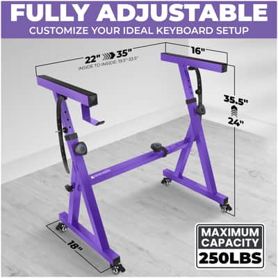 Liquid Stands Z-Style Keyboard Stand with Wheels - Fits 54-88 Key Electric Pianos - Sturdy Rolling Musical Keyboard Stand (Purple) image 2