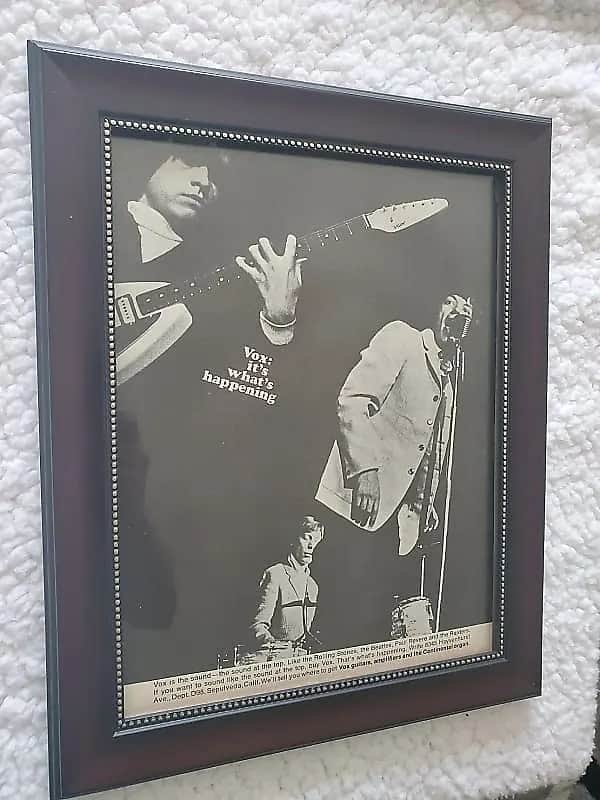 1965 Vox Guitars Promotional Ad Framed Rolling Stones Brian Jones, Mick Jagger, C Watts Original image 1