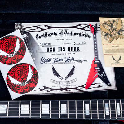 2015 Dean Custom Shop USA Michael Schenker Red Black Flying V, Signed 1 of 50 w/ Case, CoA, Tags image 21