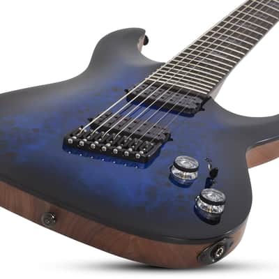 Schecter Omen Elite-7 Multiscale See-Thru Blue Burst image 2