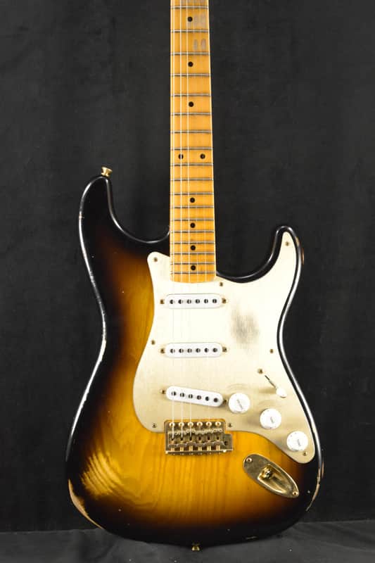 Fender Custom Shop '55 Stratocaster Relic Wide Fade 2-Color Sunburst Gold Hardware image 1