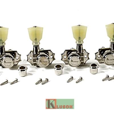 Kluson Revolution Locking Tuners 3x3 Pearloid keystone button Nickel KRGLNC-3-NP image 1