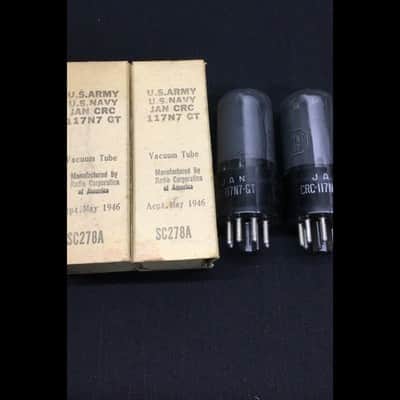 NOS PAIR RCA JAN CRP 117N7GT Smoked Glass Radio Vacuum Tubes TESTED L.9731 image 1