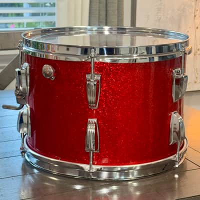 Ludwig No. 980 Super Classic Outfit 9x13 / 16x16 / 14x22" Drum Set (3-Ply) with Pointed Blue/Olive Badges 1969 - 1976 - Red Sparkle image 8