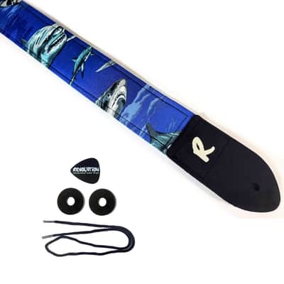 Shark Guitar Strap - Great White Shark Guitar Strap- Acoustic, Electric, or Bass- Handcrafted and D image 1