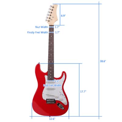 Cxxss Rosewood Fingerboard Electric Guitar with Shoulder Strap / Guitar Bag / Picks / Cord / Hex Wrench Red image 10