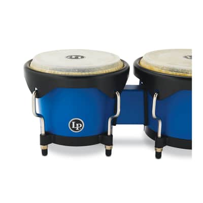 Latin Percussion 6 1/4-Inch and 7 1/4-Inch Bongos with Carrying Bag and Tuning Wrench (Race Car Blue) image 4