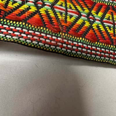 VINTAGE Retro Style Red, Yellow, Green, and Orange pattern 2" STRAP for GUITAR Cotton/Leather Metal Buckle image 4