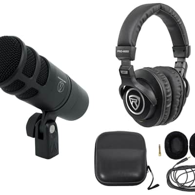 Audio Technica AT2040 Microphone Broadcast Podcast Podcasting Mic + Headphones