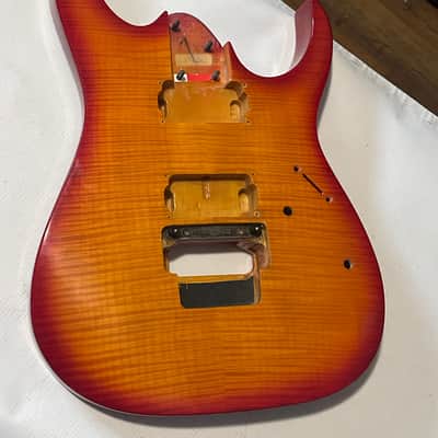 2003 Korean Ibanez RG320FM Orange Flame Maple Guitar Body Floyd Ready image 3