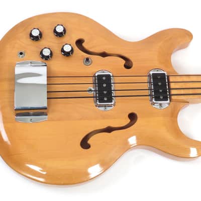 1969 Hohner Bartell Bass Fretless Rare LEFT HANDED - Natural Finish Black Widow image 5