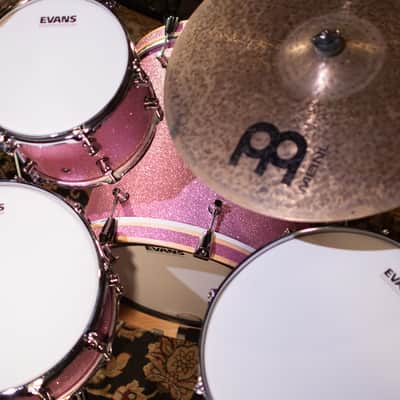 Click Icon 4pc Maple Drum Set Satin Pink Sparkle Shell Pack 18 14 10 14 image 7