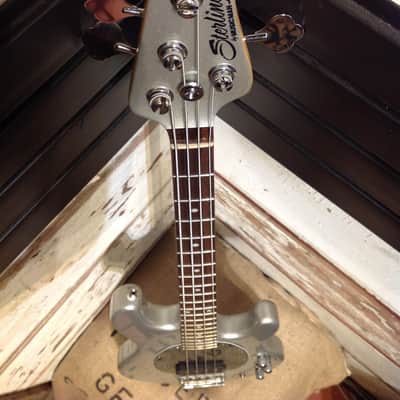Used Sterling by Music Man Ray34CA Classic Active Bass Guitar  Silver Metallic image 2