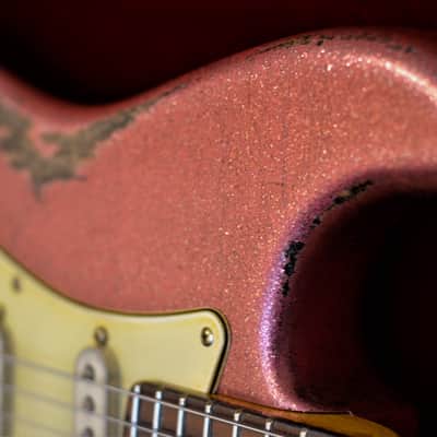 American Fender Stratocaster Relic Custom Nitro Pink Sparkle HSS CS Texas Specials image 8