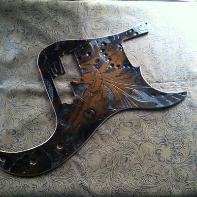 Custom Tooled Leather Pickguard fits Fender Precision P Bass image 1
