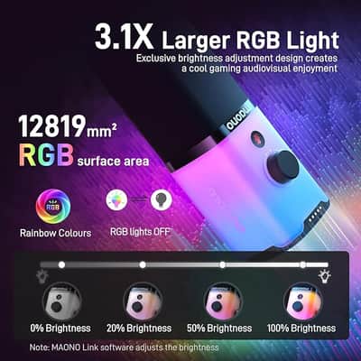 XLR/USB Gaming Microphone with Software, Dynamic PC Microphone with RGB for Streaming Podcast Vocal Recording, Computer Mic with Noise Cancellation, Mute Button, Gain Knob, Desktop Stand PD100X image 3