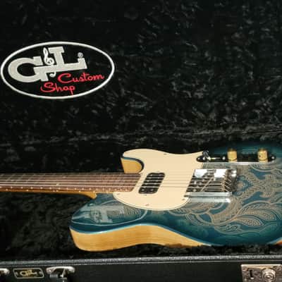 G&L Custom Shop ASAT Bluesboy 2024 - Emerald Blue Paisley image 18