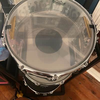 Spaun 5.5x14" Acrylic Snare Drum - 2000's - Clear w/ Sanblasted Flames image 6
