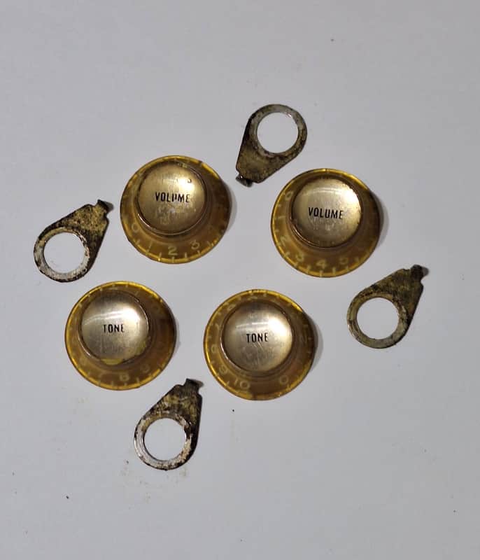 Original 1960 Gibson Les Paul Gold Reflector Knobs And Pointers Set - ES-335 TDC SG Standard Custom image 1