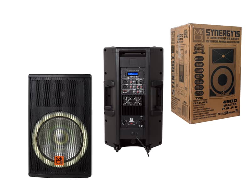 Mr. DJ SYNERGY15 15 Inch 4500W 2-Way Powered Active Speaker 4 Ohm Stage Bluetooth Audio Speaker image 1