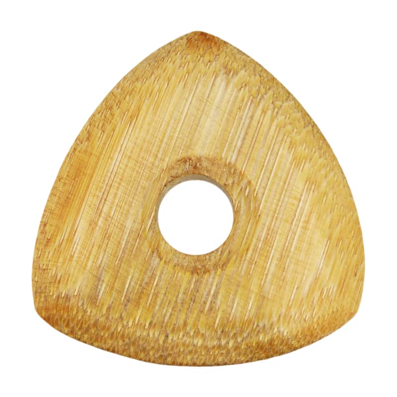 Bamboo Guitar Or Bass Pick - 4.0 mm Ultra Heavy Gauge - 346 Contoured Triangle With Grip Hole - Natural Finish Handmade Specialty Exotic Plectrum - 3 Pack image 1
