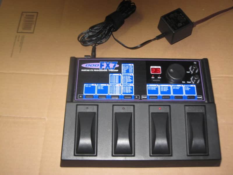 lightly used DOD FX7Guitar FX Processor / Preamp + NON original 9VAC adaptor (unit from December 1995) black, hard plastic casing, metal bottom plate (NO box, NO paperwork) image 1