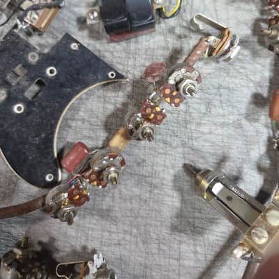Vintage 1962 RARE 1.5 Lbs of Harmony Silvertone Mini Pots Stratotone Wiring Harness Switchcraft Three Way Switches Luthier Guitar Parts image 6