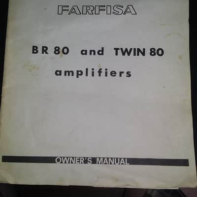 Farfisa Owners Manual and Schematic Diagram for BR 80 and Twin 80 Amplifiers image 1