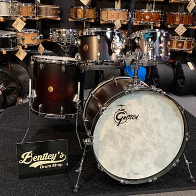 Gretsch USA Custom 4-Piece 10/12/16/22 Drum Kit Set in Satin Dark Chestnut Duco w/ Double-Tom Holder image 1
