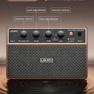 LEKATO 10W Mini Guitar Amp, Portable Electric Guitar Amplifier with Clean/Overdrive Channel, Headphone Jack, AUX Input, Bluetooth, Rechargeable image 6