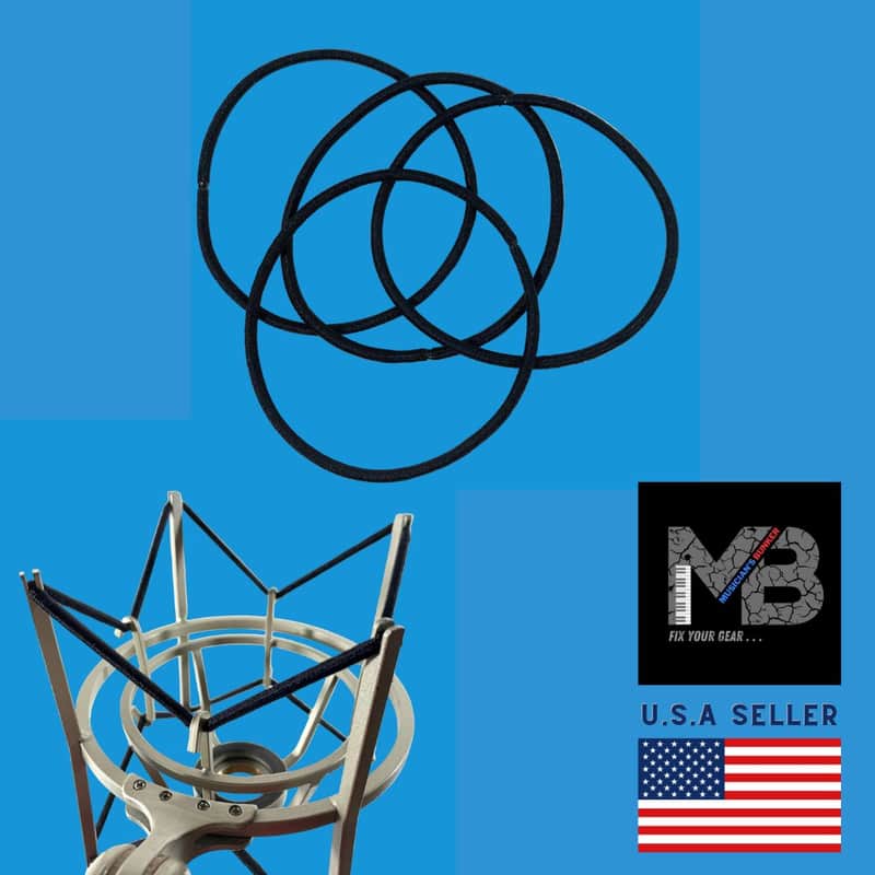 Black Elastic Replacement Band for MXL Microphone Shock Mount MXL-60 [4PCS] image 1