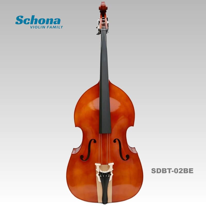 SCHONA SDBT-02BE - 4/4 Double Bass Gloss Finish Beginner Practice Contrabass Linden Wood Top Back Side Artificial Tiger image 1