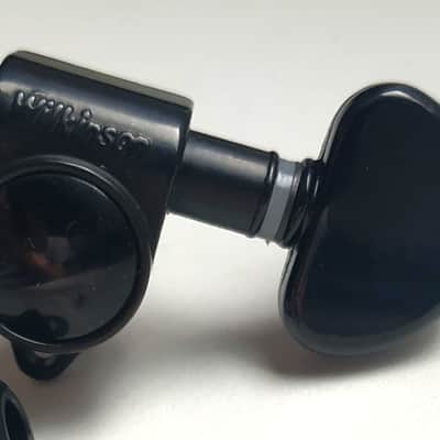 1 Black Wilkinson Left Side machine head with kidney bean button, staight screw image 1