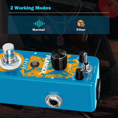 AFOT Classic Flanger Guitar Pedal, Vintage Analog Flanger Effect Pedal, Electric Guitar Effects Pedal, True Bypass, Blue Flanger image 4