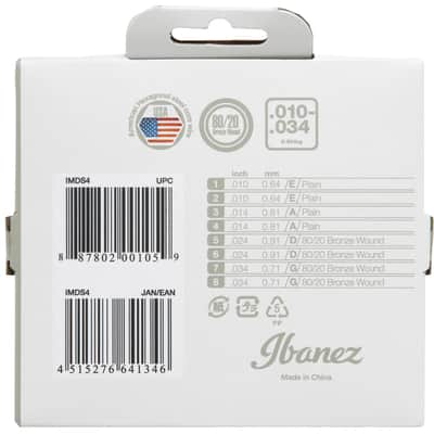 IBANEZ IMDS4 Mandolin Strings 010-034 80/20 Bronze Wound 8-String image 2