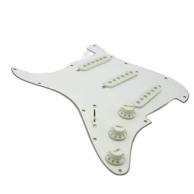 White Left Hand Guitar Loaded Prewired Strat Style Pickguard image 6