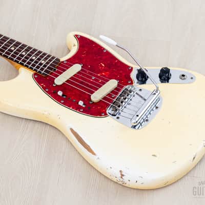 1965 Fender Mustang Vintage Offset Guitar Olympic White w/ Case image 10